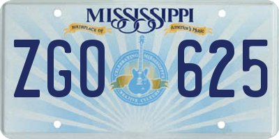 MS license plate ZGO625
