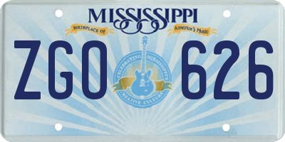 MS license plate ZGO626