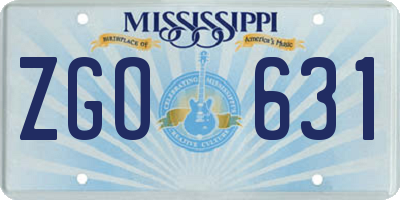 MS license plate ZGO631