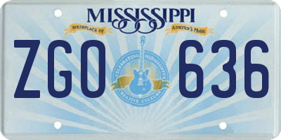 MS license plate ZGO636