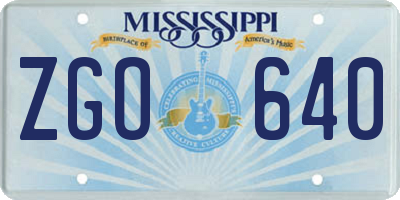 MS license plate ZGO640