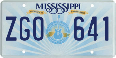 MS license plate ZGO641