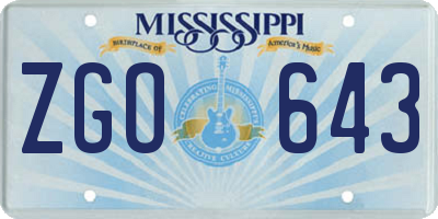 MS license plate ZGO643