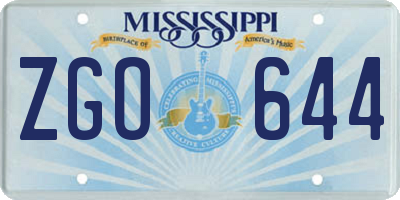 MS license plate ZGO644