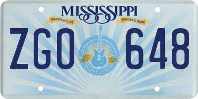 MS license plate ZGO648