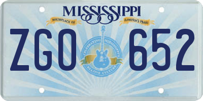 MS license plate ZGO652