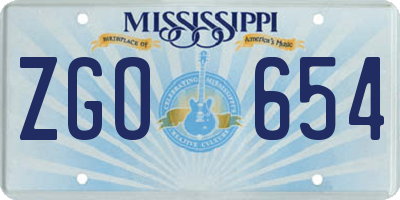 MS license plate ZGO654