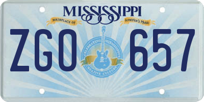 MS license plate ZGO657