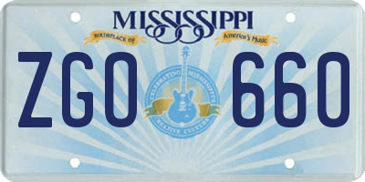 MS license plate ZGO660