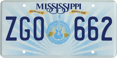 MS license plate ZGO662