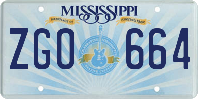 MS license plate ZGO664