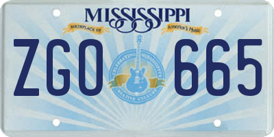 MS license plate ZGO665