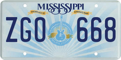 MS license plate ZGO668