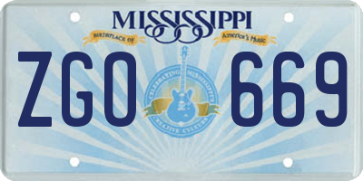 MS license plate ZGO669