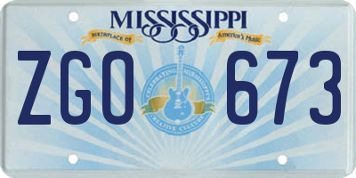 MS license plate ZGO673