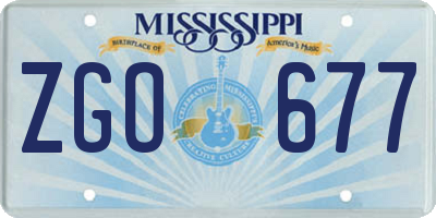 MS license plate ZGO677