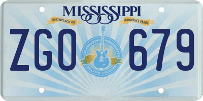 MS license plate ZGO679