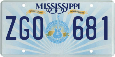 MS license plate ZGO681
