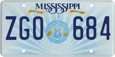 MS license plate ZGO684