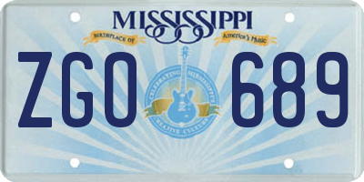 MS license plate ZGO689