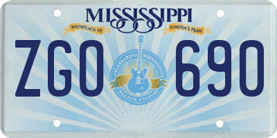 MS license plate ZGO690