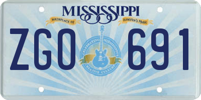 MS license plate ZGO691