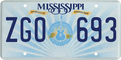 MS license plate ZGO693
