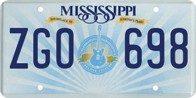 MS license plate ZGO698