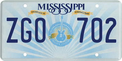 MS license plate ZGO702