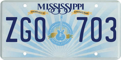 MS license plate ZGO703