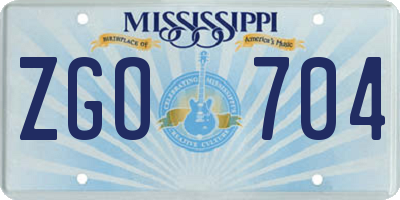 MS license plate ZGO704