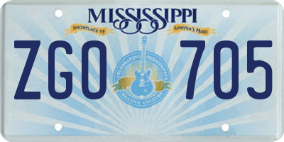 MS license plate ZGO705