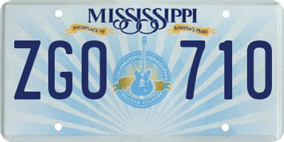 MS license plate ZGO710