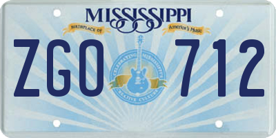 MS license plate ZGO712