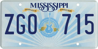 MS license plate ZGO715