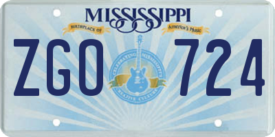 MS license plate ZGO724