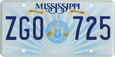 MS license plate ZGO725