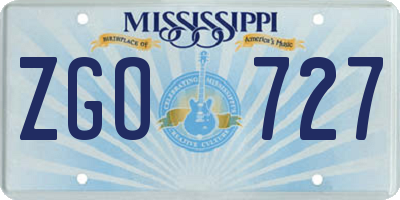 MS license plate ZGO727