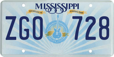 MS license plate ZGO728