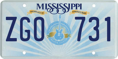 MS license plate ZGO731
