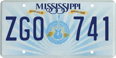 MS license plate ZGO741