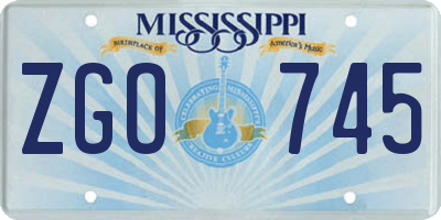 MS license plate ZGO745