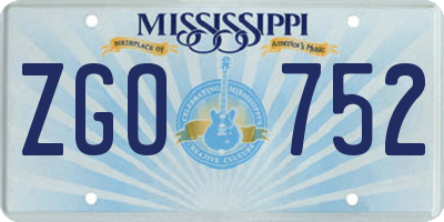 MS license plate ZGO752