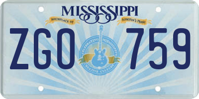 MS license plate ZGO759