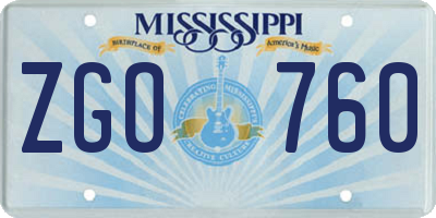 MS license plate ZGO760