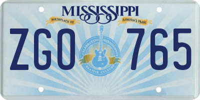 MS license plate ZGO765