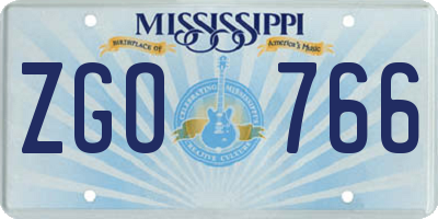 MS license plate ZGO766