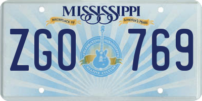 MS license plate ZGO769