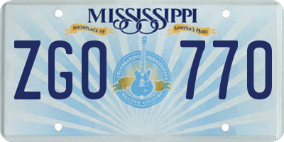 MS license plate ZGO770