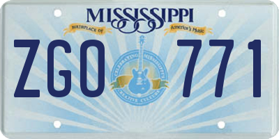 MS license plate ZGO771